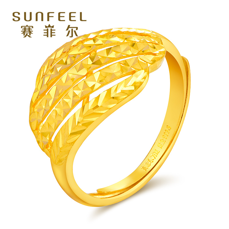 Sephire jewelry gold ring fashion car flower gold 999 9 live female ring car flower shine pricing