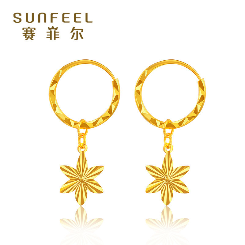 Safir Wedding Jewelry Foot Gold 999 9 Earrings Star Car Flower Gold Earrings Gift for Girlfriend Mother