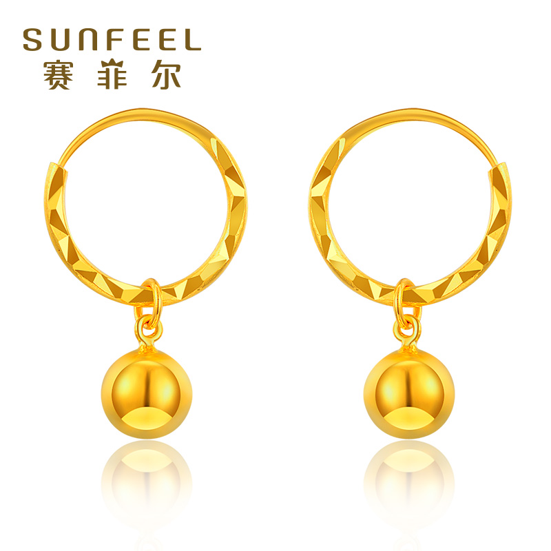 Saifir foot gold 999 9 Earrings earrings Earrings Gold Fashion Caravan Flowers Minimalist can send bestie friends