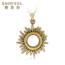 Saifir gold necklace 5D hard gold sun set chain Mens and womens pendant fashion black gold chain new style send boyfriend