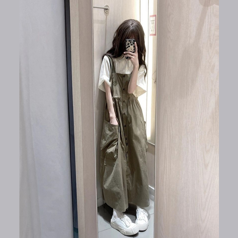 Summer Relaxed Style Casual Workwear Suspender Skirt for Women 2026 New Style Suspender Dress Two-Piece Suit Long Skirt Summer Relaxed Style Casual Workwear Suspender Skirt for Women 2026 New Style Suspender Dress Two-Piece Suit Long Skirt