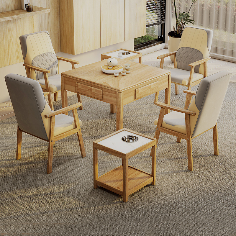 Original wood color mahjong machine fully automatic home electric new Chinese solid wood mahjong table dining table dual-use tea table integrated-Taobao
