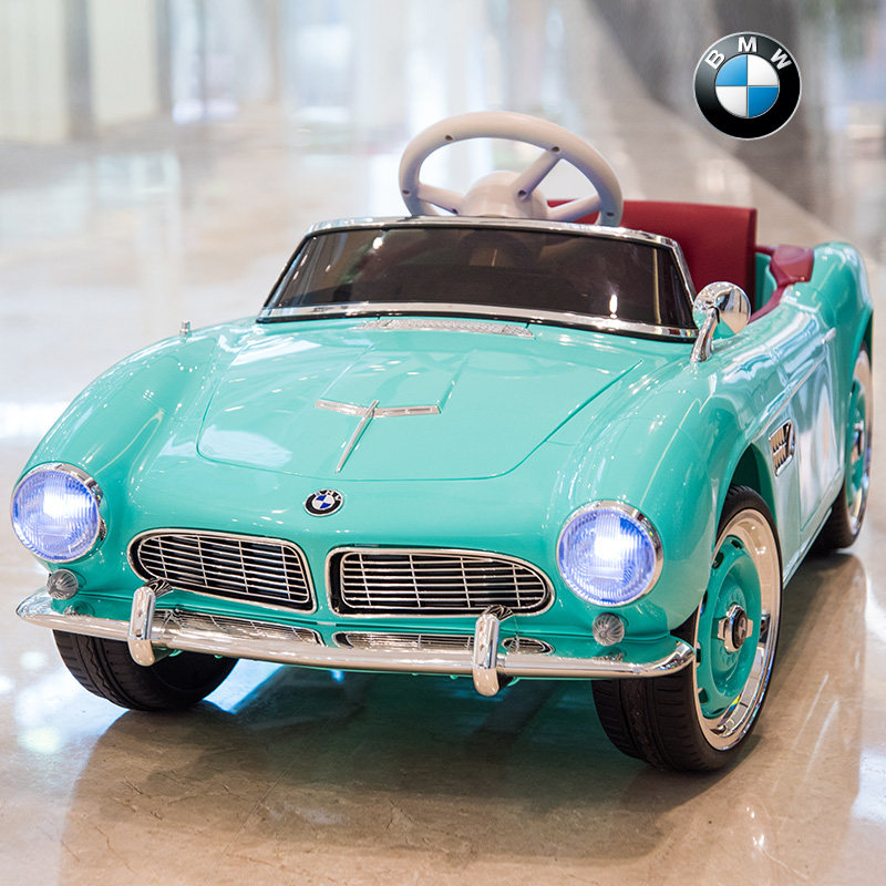 BMW children's electric car four-wheeled car remote control toy car can sit children baby baby stroller with swing