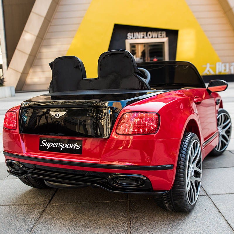 Bentley Children's electric car Four-wheeled child remote control carouteable children's toy car with rocking double seat baby carrier