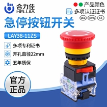 Helijia emergency stop switch mushroom head self-locking button LA38-11ZS emergency power failure stop 22mm Silver