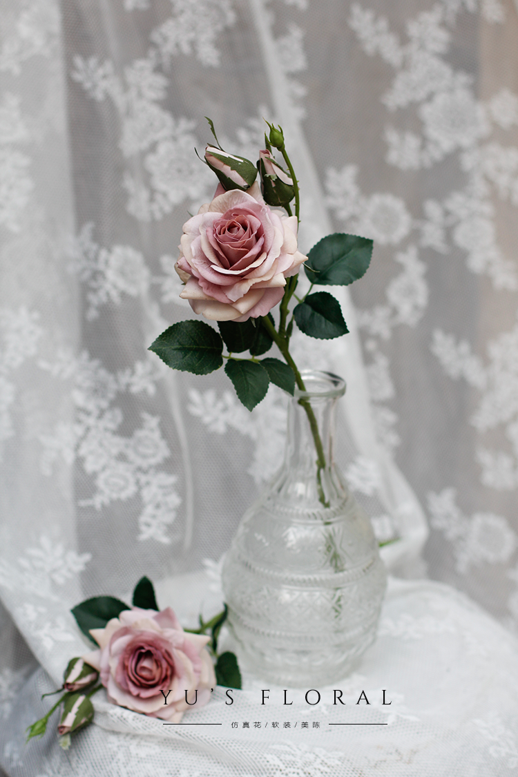 Retro rose artificial flower feeling moisturizing high imitation old purple natural flower arrangement wedding decoration