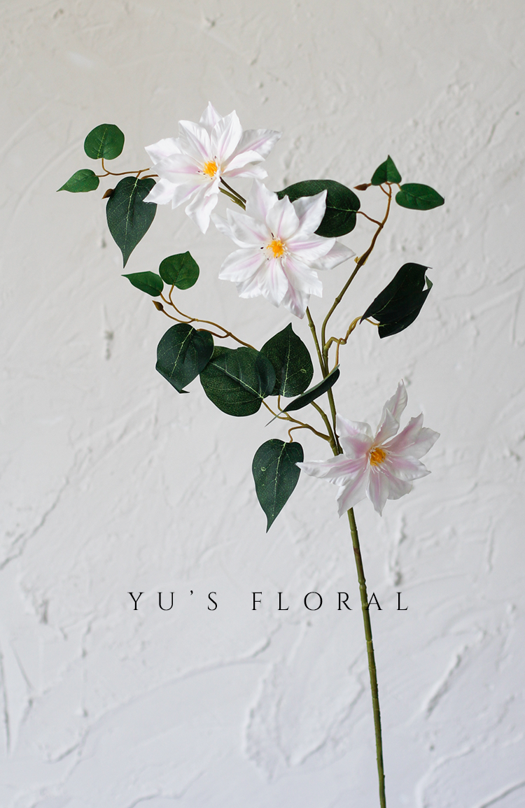 Simulation flower double clematis purple single branch fake flower indoor floral decoration wedding photography props