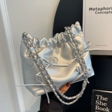 Сумка на одно плечо, небольшая сумка, модная сумка через плечо, мусорный мешок с бантиком, сумка подмышку, городской стиль