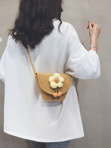 Брендовая соломенная сумка через плечо, плетеная универсальная пляжная сумка на одно плечо, коллекция 2023, в цветочек