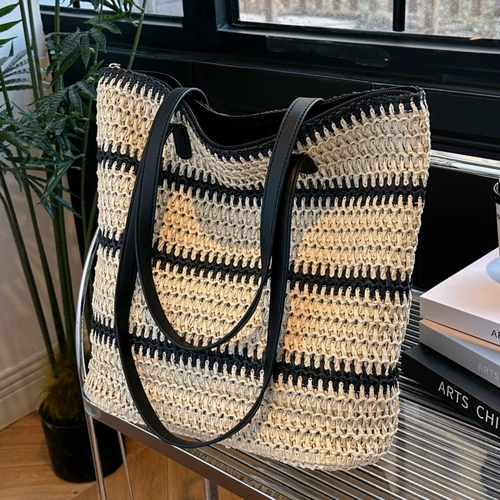 Вместительная и большая вязаная сумка ручной работы, сумка через плечо, модная универсальная соломенная сумка на одно плечо, городской стиль