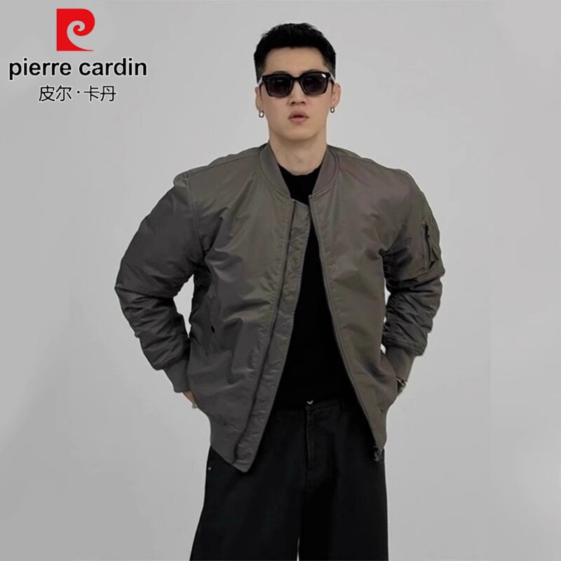 Pierre Cardin Tough Guy Style American Flight Jacket Men's High-End Trendy Brand Men's Workwear Baseball Cotton Jacket