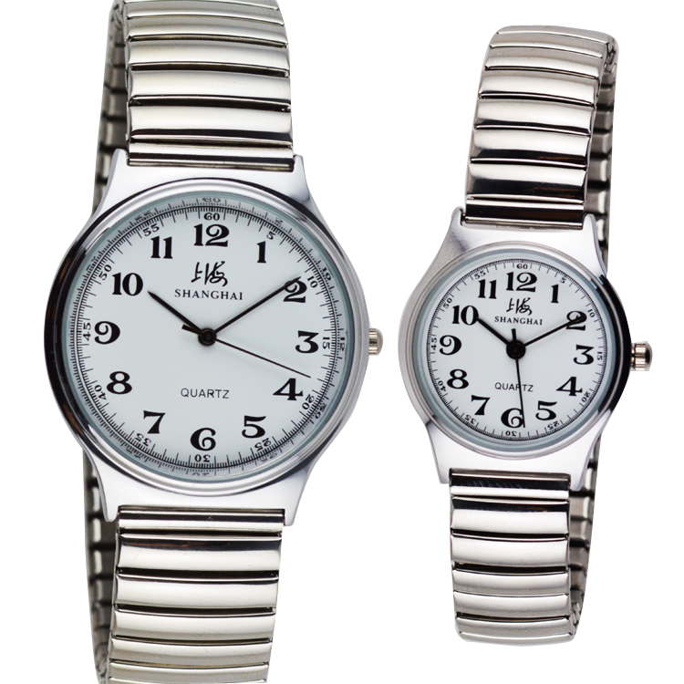 Shanghai Brand Watches for Men and Women, Middle-Aged and Elderly People, Large Numbers, Stainless Steel Spring, Elastic Leather Strap, Quartz Direct Sales Shanghai Brand Watches for Men and Women, Middle-Aged and Elderly People, Large Numbers, Stainless Steel Spring, Elastic Leather Strap, Quartz Direct Sales