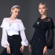 TID Latin dance clothing adult new 2023 womens one-piece long-sleeved top professional national standard modern dance clothing 0367