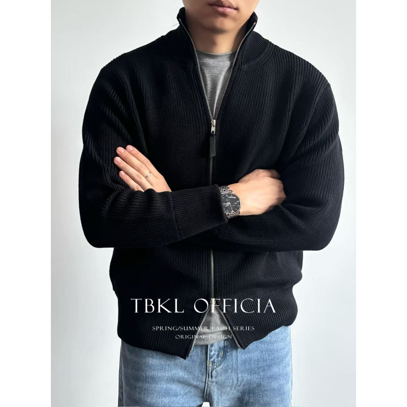 〔Tbkl〕Modal Wool Blend Anti-Pilling Stand Collar Heavy Knit Cardigan Business Thick Sweater for Autumn and Winter 〔Tbkl〕Modal Wool Blend Anti-Pilling Stand Collar Heavy Knit Cardigan Business Thick Sweater for Autumn and Winter