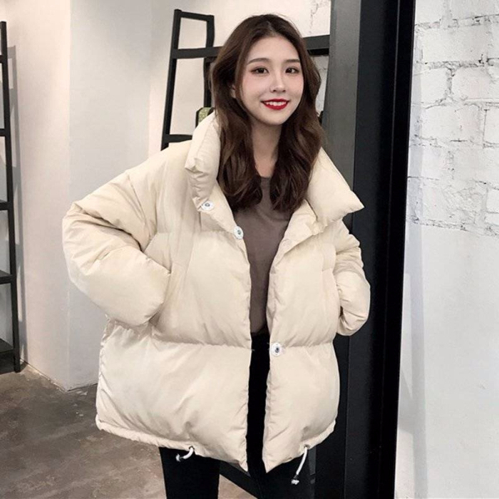 Women's Winter Short Padded Jacket, Student Korean Style, Thickened, Loose-Fitting, Harajuku Style, White Cotton Coat ins Cotton Jacket Women's Winter Short Padded Jacket, Student Korean Style, Thickened, Loose-Fitting, Harajuku Style, White Cotton Coat ins Cotton Jacket