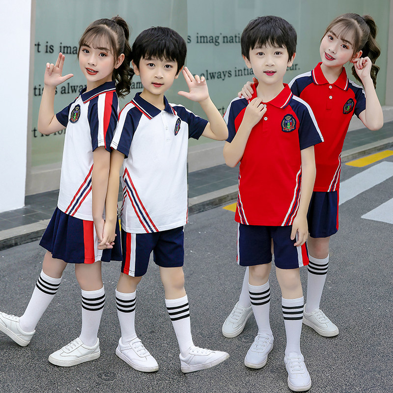 Kindergarten Summer Pure Cotton Set Primary School Uniform First-Year Class Short Sleeve T-shirt Costumes