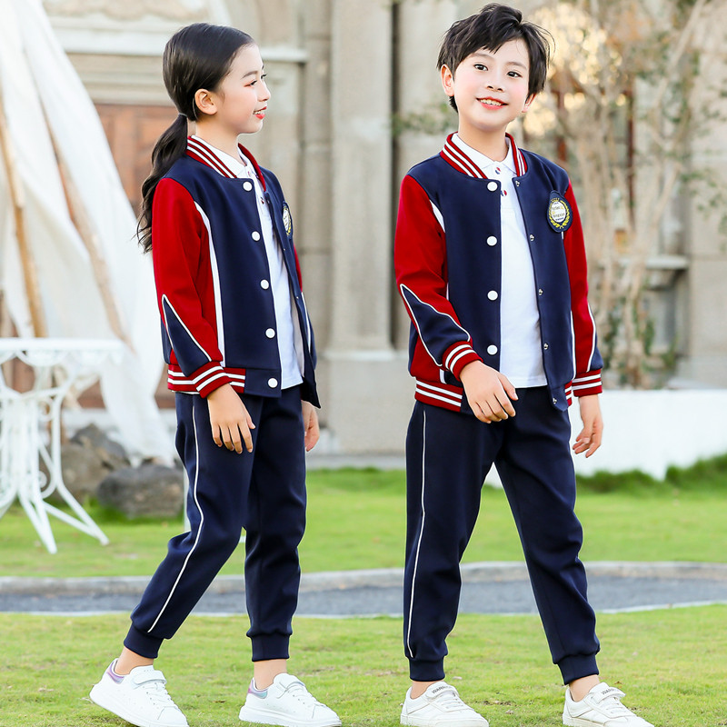 Xiangyang deer cotton kindergarten garden uniform spring and autumn British baseball uniform first grade class uniform primary school uniform three-piece set