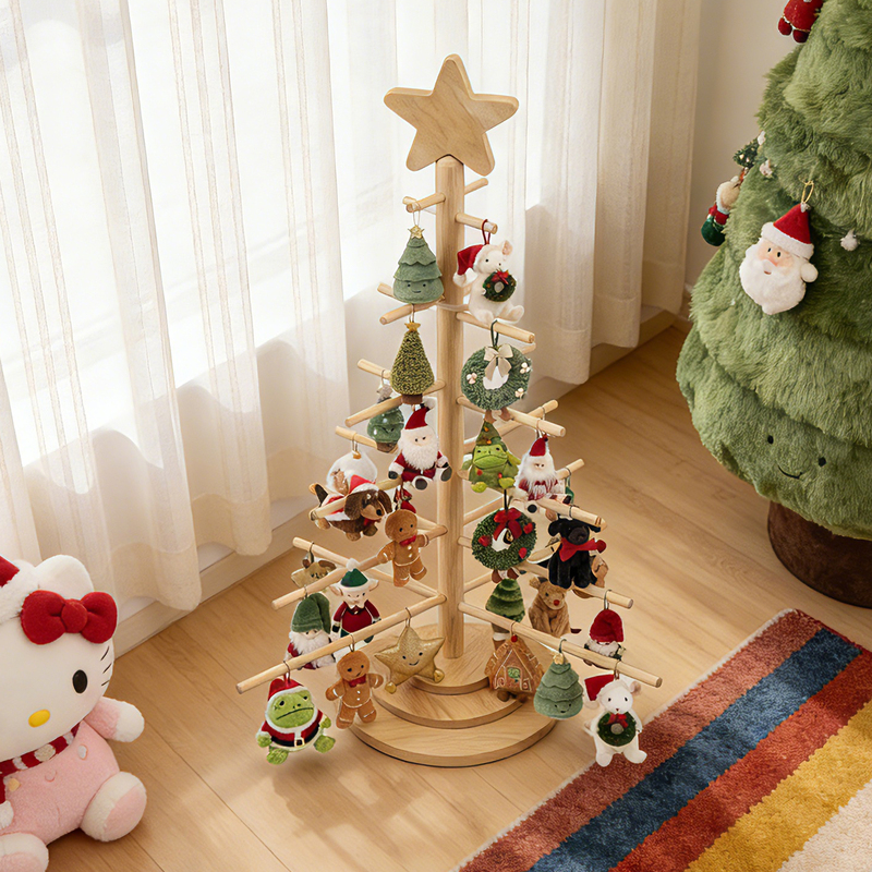 Plush Pendant Rack Christmas Tree-Shaped Display Rack Christmas Star Top Pendant Storage Rack Plush Jellycat Display