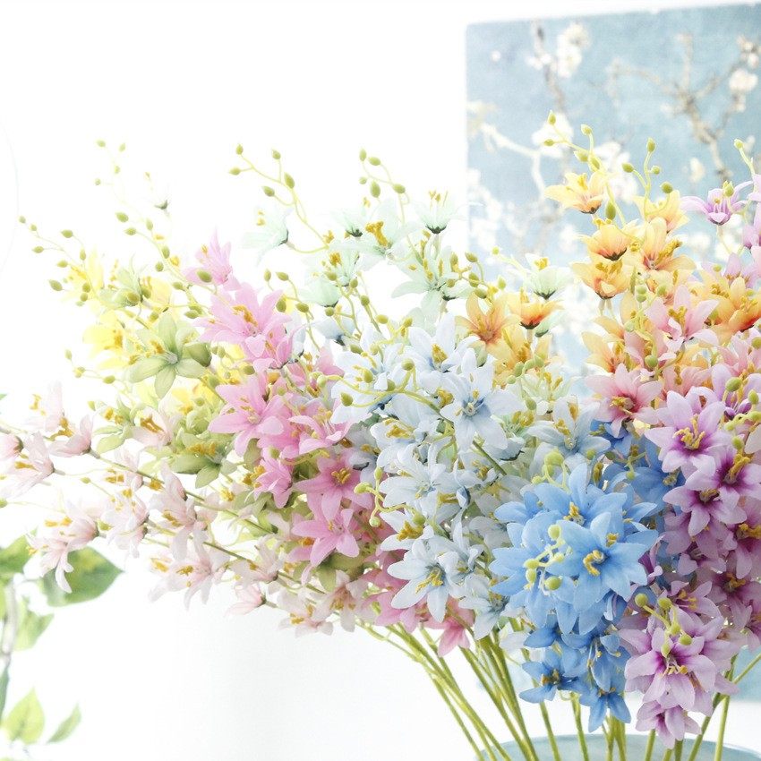 Single-branched three-pronged spring flower Simulated flower Dancing orchid false flower Home decoration flower Wedding wedding flower