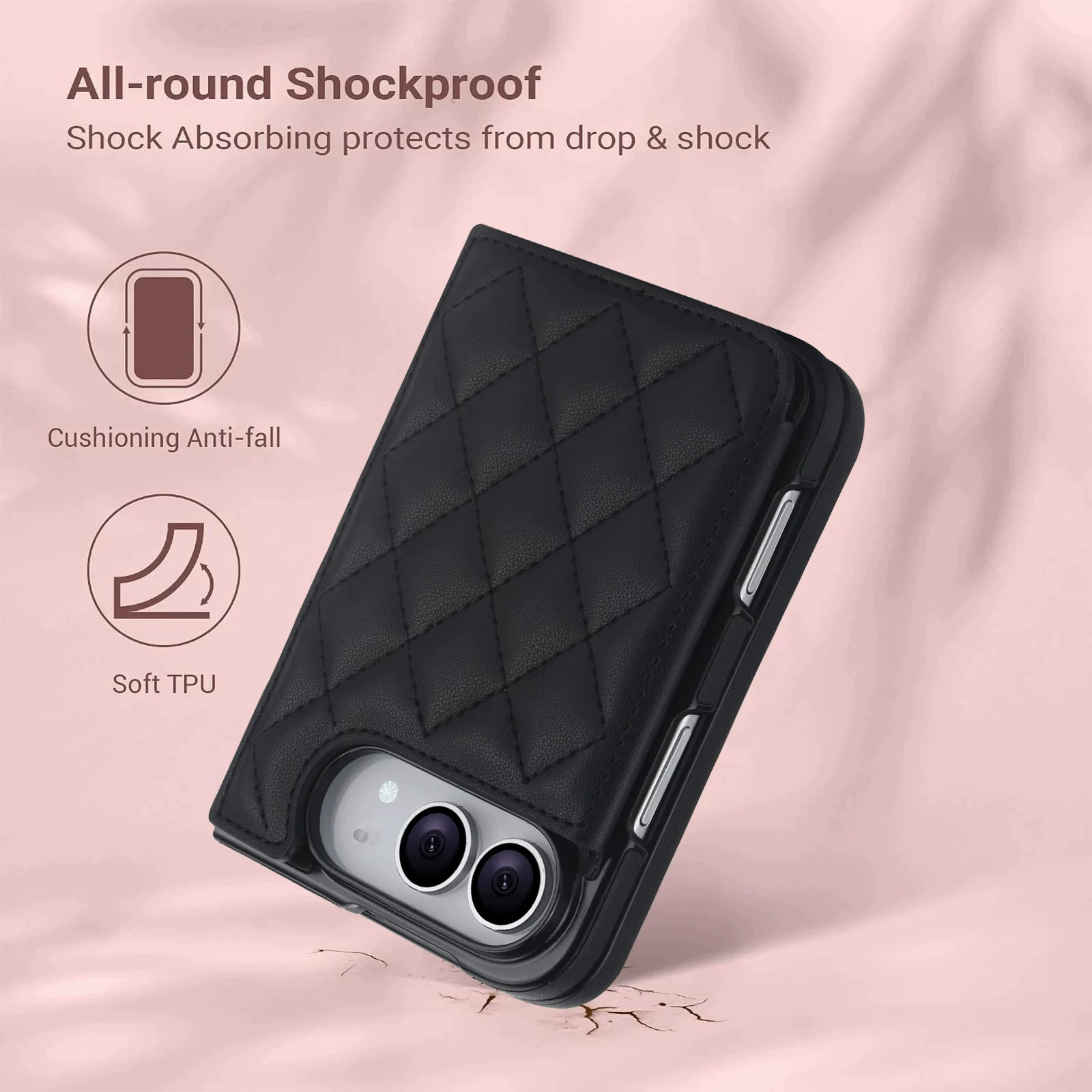 Rose Gold Diamond Quilted Leatherette iPhone Case