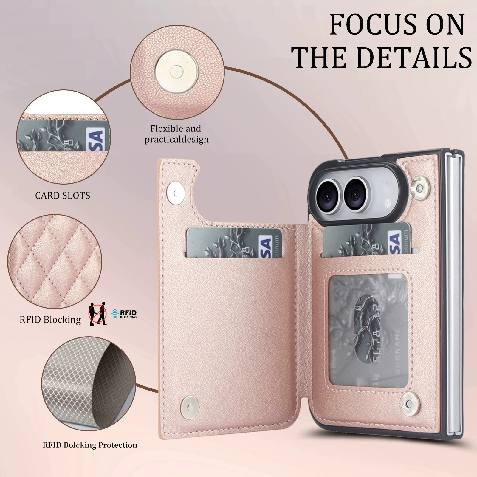 Rose Gold Diamond Quilted Leatherette iPhone Case
