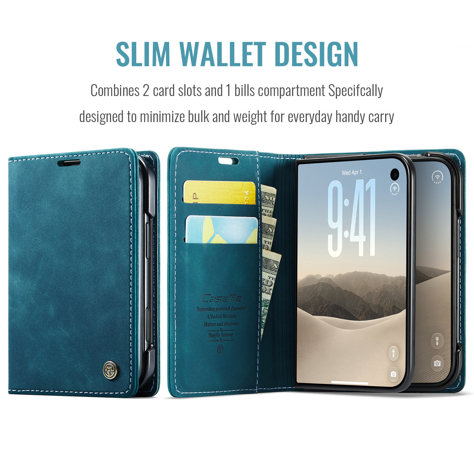 Teal Leatherette White Stitching iPhone Case