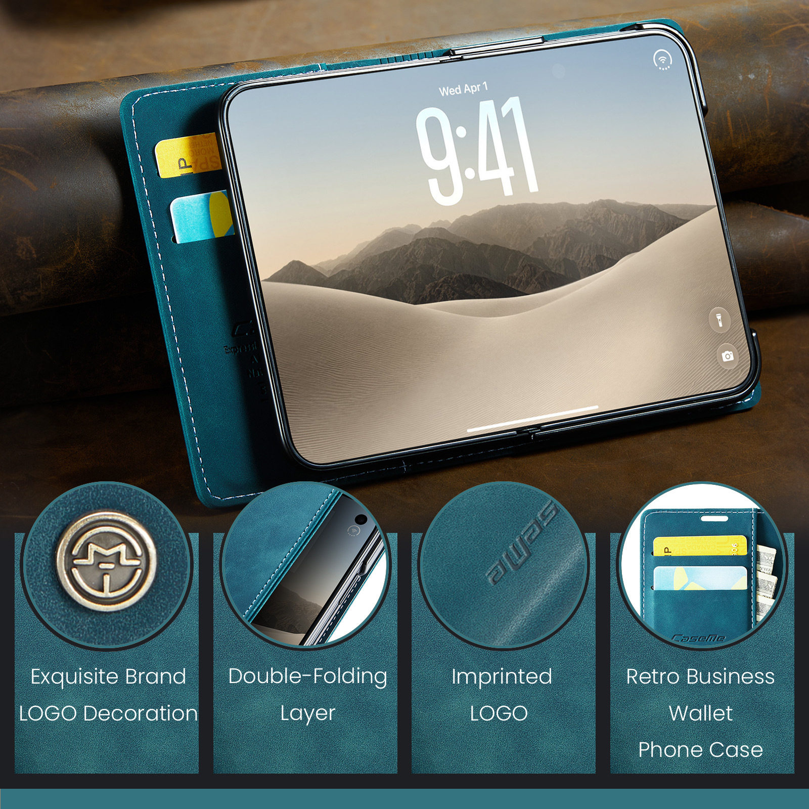 Teal Leatherette White Stitching iPhone Case