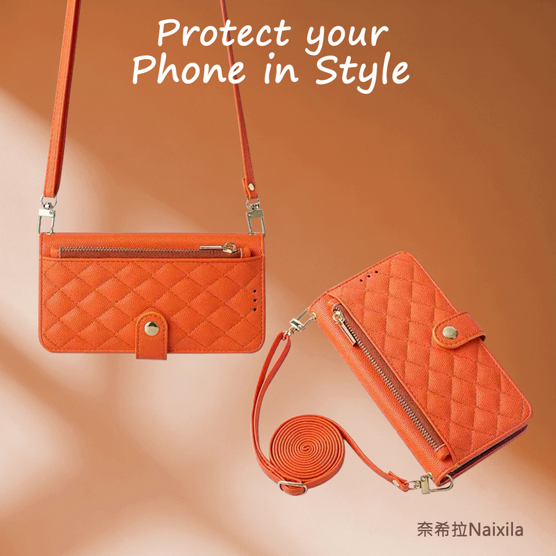 Orange Crossbody Bag Suitable for Apple 18Pro Protective Case, Fashionable Imported Leather Flip-Style iPhone 17Promax Lens Full-Cover Makeup Mirror with Strap, Elegant Women's 18 Phone Protective Case Orange Crossbody Bag Suitable for Apple 18Pro Protective Case, Fashionable Imported Leather Flip-Style iPhone 17Promax Lens Full-Cover Makeup Mirror with Strap, Elegant Women's 18 Phone Protective Case