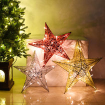 Christmas wrought iron glitter three-dimensional five-pointed star decorations shopping mall window shop pendant property park Meichen pendant