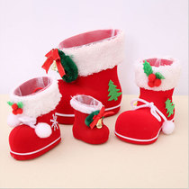 Christmas decorations Christmas tree pendant boots flocking boots Christmas pen holder small shoes shop decoration ornaments
