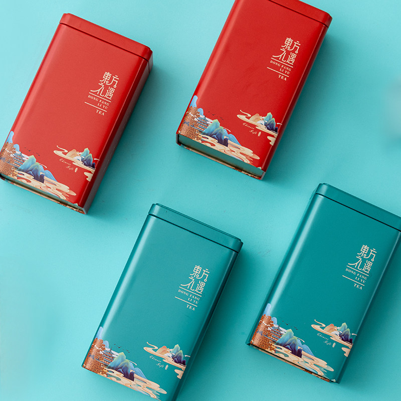 Tea tin tin box tea packaging gift box empty gift box household black tea sunshine green tea storage tea tin tin can