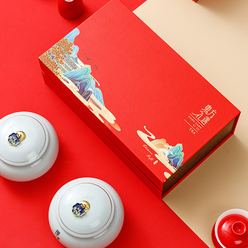 Porcelain jar gift box packaging box half a catty empty box sealed can tea box loose tea tea can black tea Pu'er tea packaging
