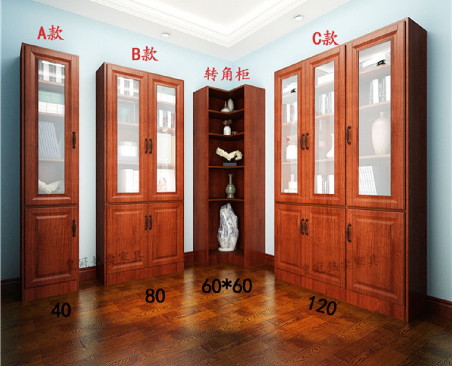 Tủ sách châu Âu gỗ chắc chắn với cửa miễn phí kết hợp cửa đơn 23 cánh cửa tủ sách tủ sách với cửa kính - Buồng tủ gỗ đầu giường
