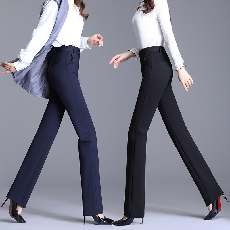 2026 Spring and Autumn New Casual Pants High Waist Elastic Straight Pants Suit Pants Extended Pants Plus Size Loose Women's Pants