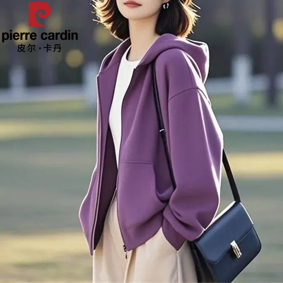 ピエール カーディガン フーディー レディース、2026年春秋新作、ゆったりフィット、カジュアル、若々しい、スリムに見えるフード付きトップス