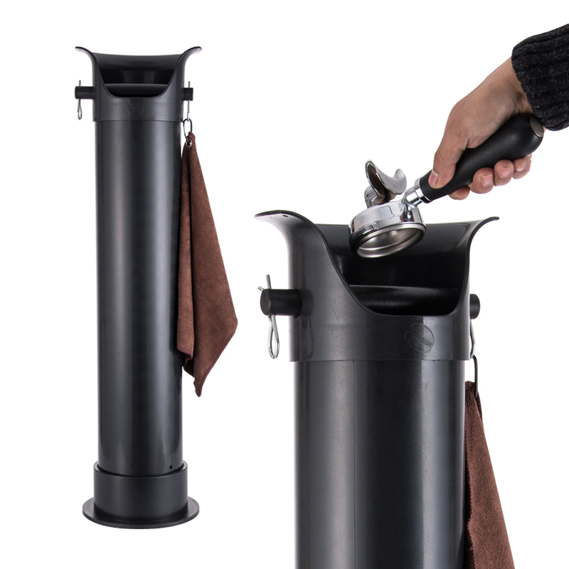 Large Capacity Coffee Grounds Container for Coffee Shops, Black Grounds Box, Bar Counter Knock Box, Waste Container with Hook and Towel, Free Shipping