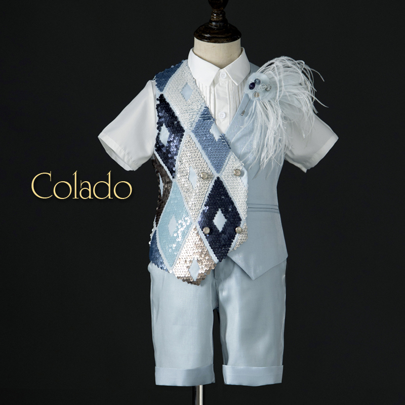 Colado Summer High-End Boys' Formal Vest Suit Children's Model Runway Show Short-Sleeved Suit Summer Colado Summer High-End Boys' Formal Vest Suit Children's Model Runway Show Short-Sleeved Suit Summer