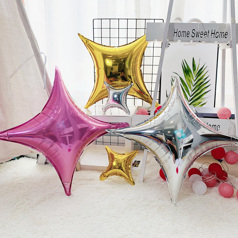 Aluminum Film Balloons Birthday Decorations Small Aluminum Foil Four Corners Star-shaped Moon Party Decorative Balloons Golden Silver Color