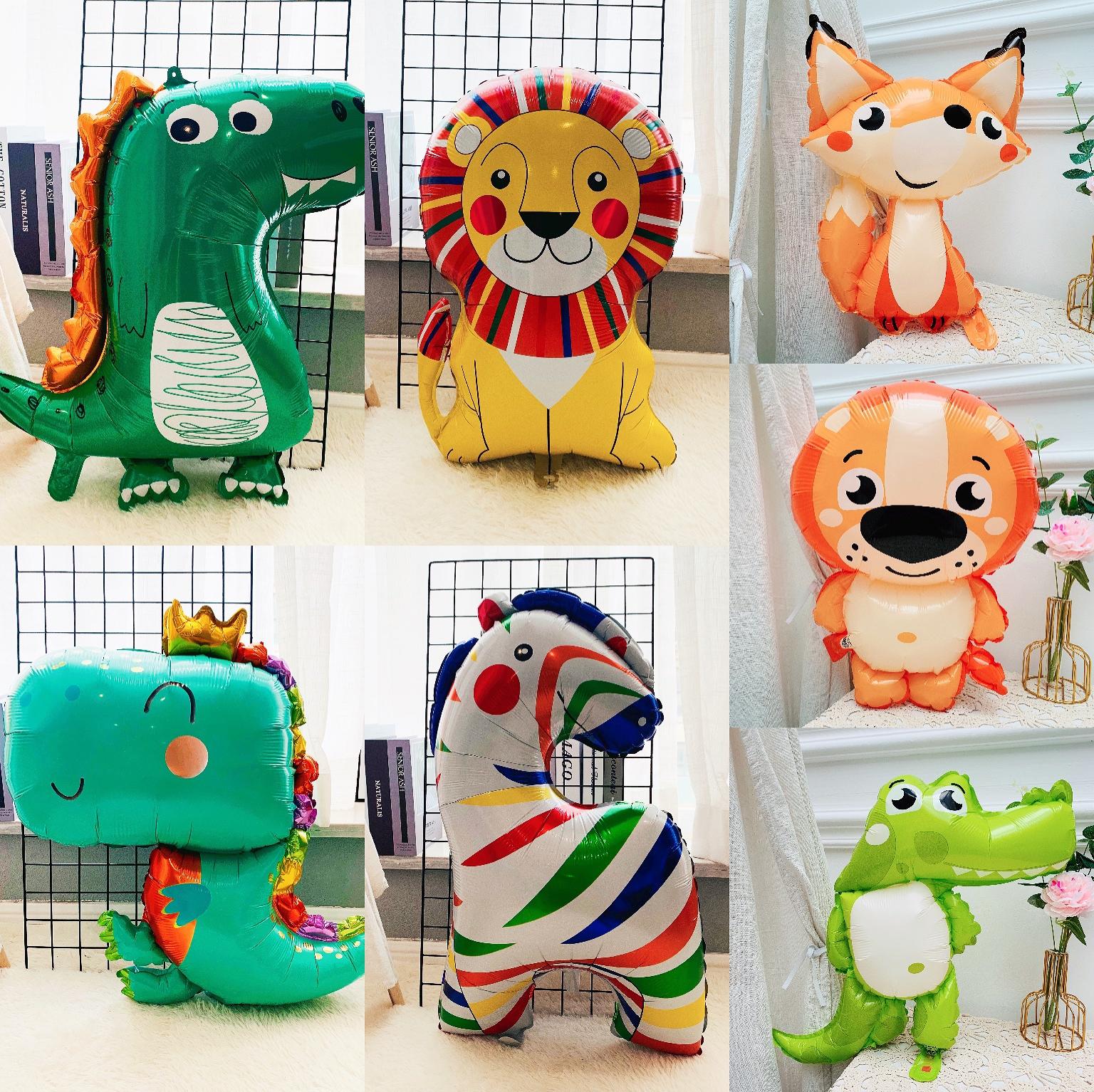 Cartoon Animal Head Aluminum Foil Balloon Giraffe Dairy Cow Monkey Tiger Zebra Birthday Aluminum Film Balloon Celebration Party
