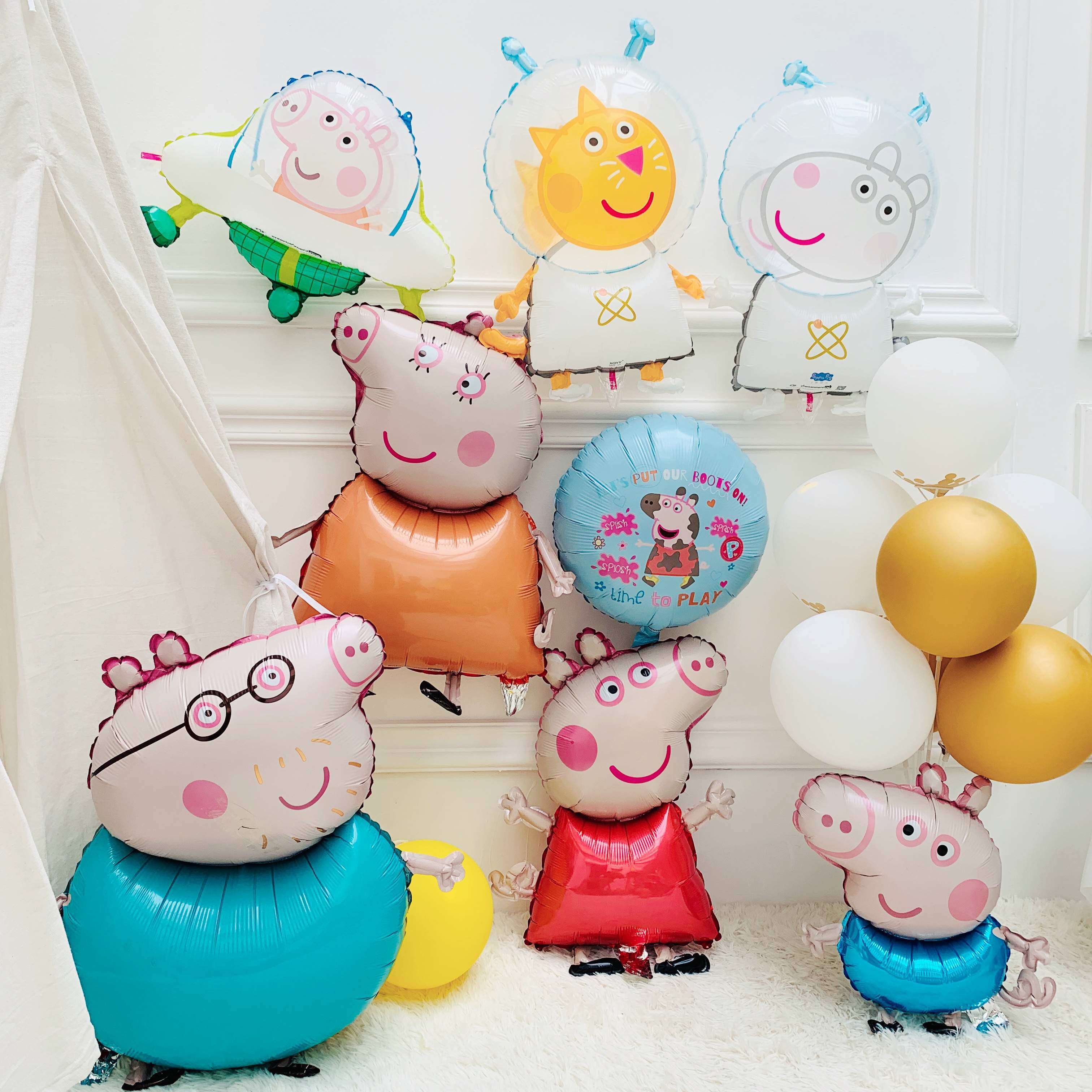 Children's birthday party decoration balloon pig page cartoon aluminum foil balloon baby birthday party layout