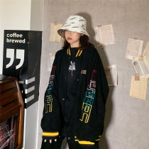 2021 spring and autumn baseball uniform loose Korean ins corduroy jacket student female ins retro Hong Kong style jacket trend