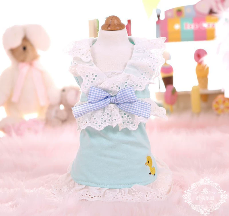 Pet quần áo nơ ren cotton thoáng khí Teddy gấu nhỏ chó công chúa chó quần áo mùa hè - Quần áo & phụ kiện thú cưng quần áo cho thú cưng