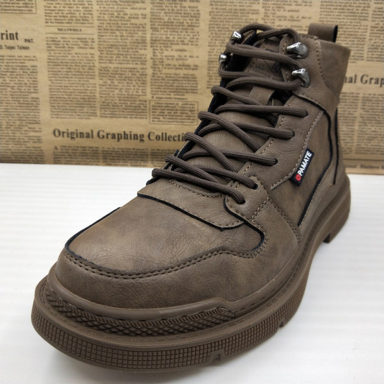 撤柜春秋真皮全皮头高帮休闲工装靴透气防滑软底马丁靴百搭男靴子