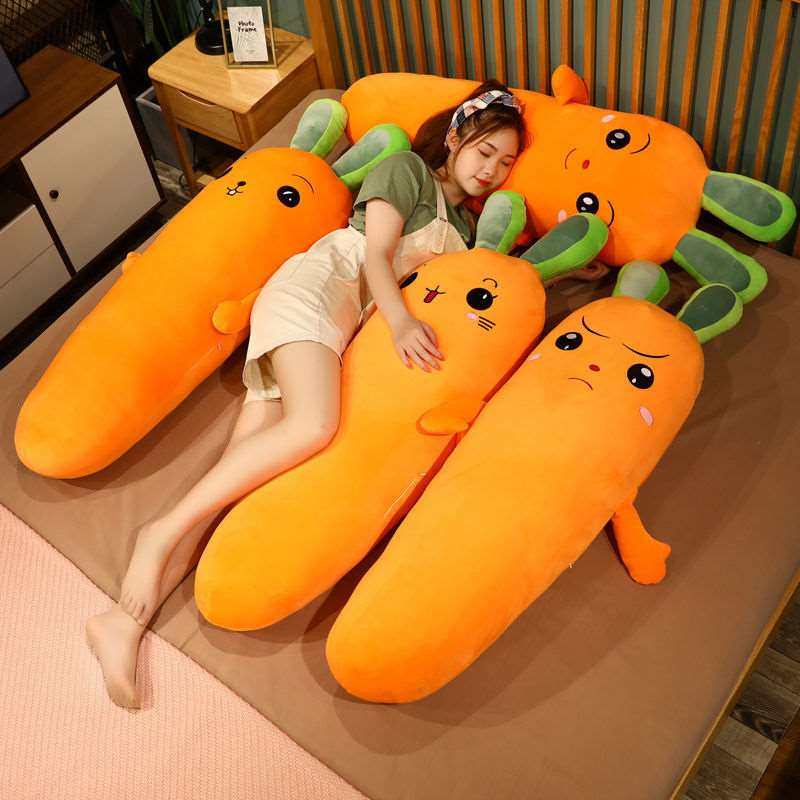 Carrot plush toys with long strips of pillow dolls doll doll doll bed holding a sleeping girl present
