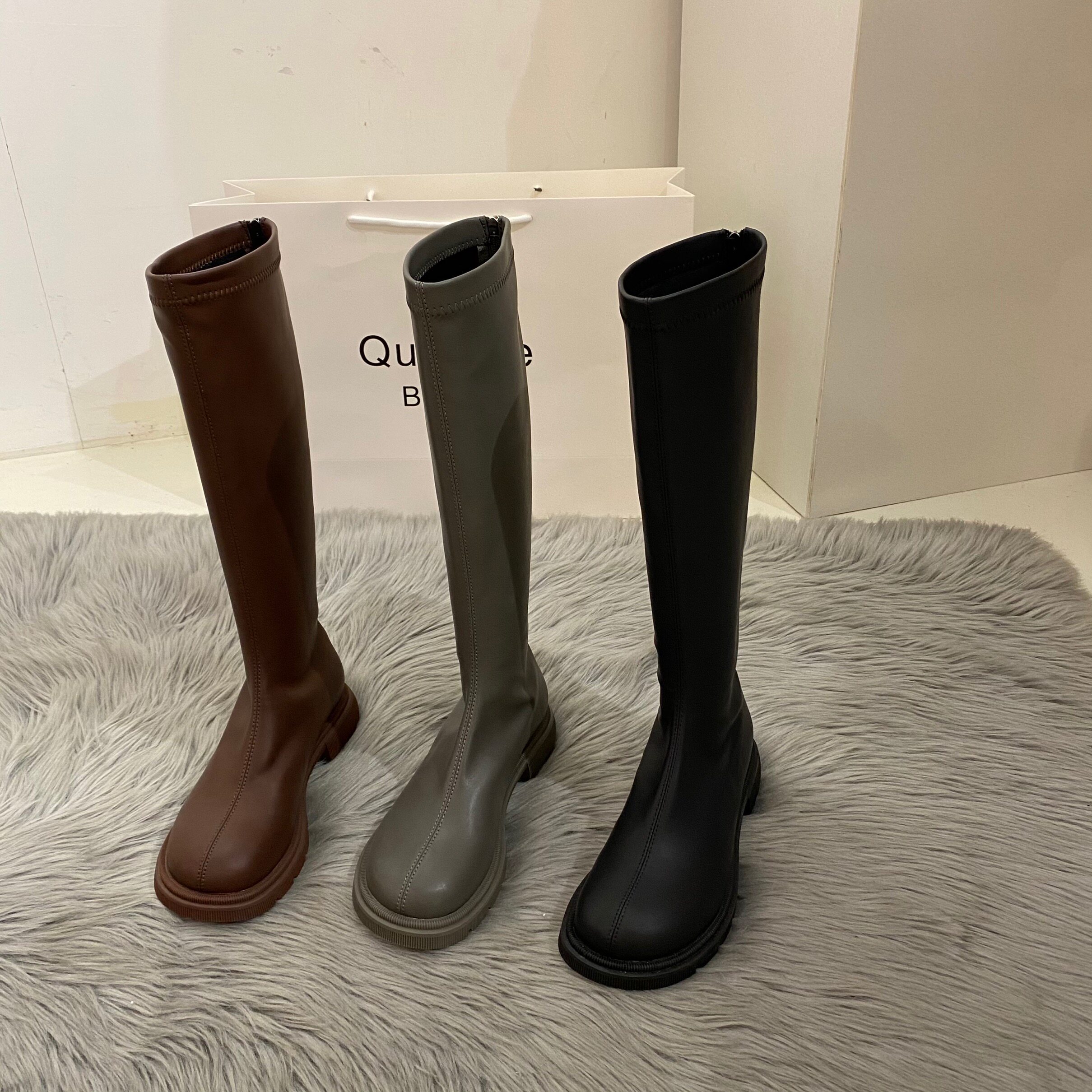 ITRA boots women's winter boots thick-soled black boots tall knight boots