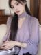 紫色衬衫女2025早春新款薄纱外穿别致独特漂亮法式绝美雪纺小上衣