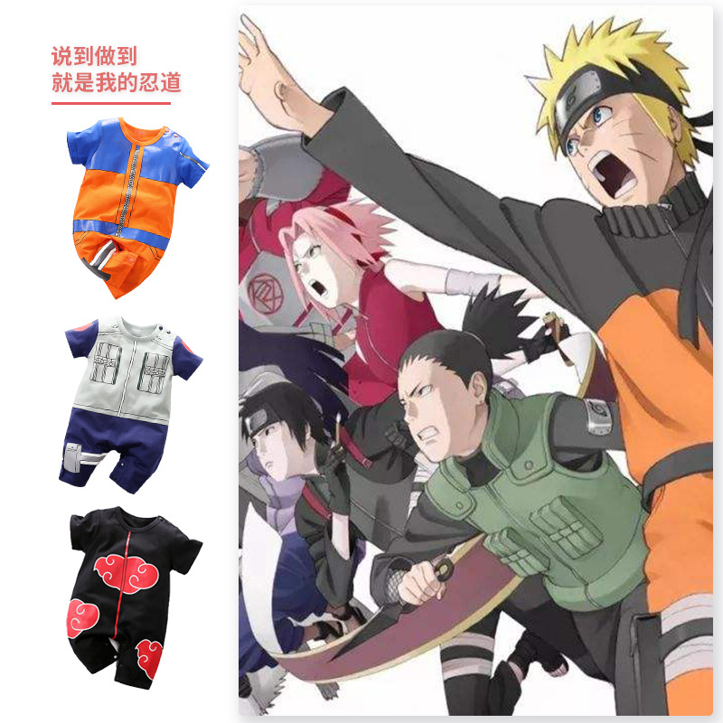 Baby cartoon anime jumpsuit summer thin baby Hayi Newborn net red clothes Naruto summer clothes