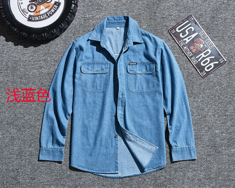 Thanh niên mùa thu đông denim áo khoác nam lỏng lẻo Nhật Bản và Hàn Quốc giản dị tay dài Slim áo khoác màu rắn xu hướng quần áo công sở retro dày áo kiểu trung niên hàn quốc