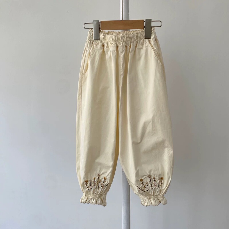 0802 Tongmiele Spring and Summer Cotton Korean Style Casual Jogger Pants Forest Style Cotton Pants