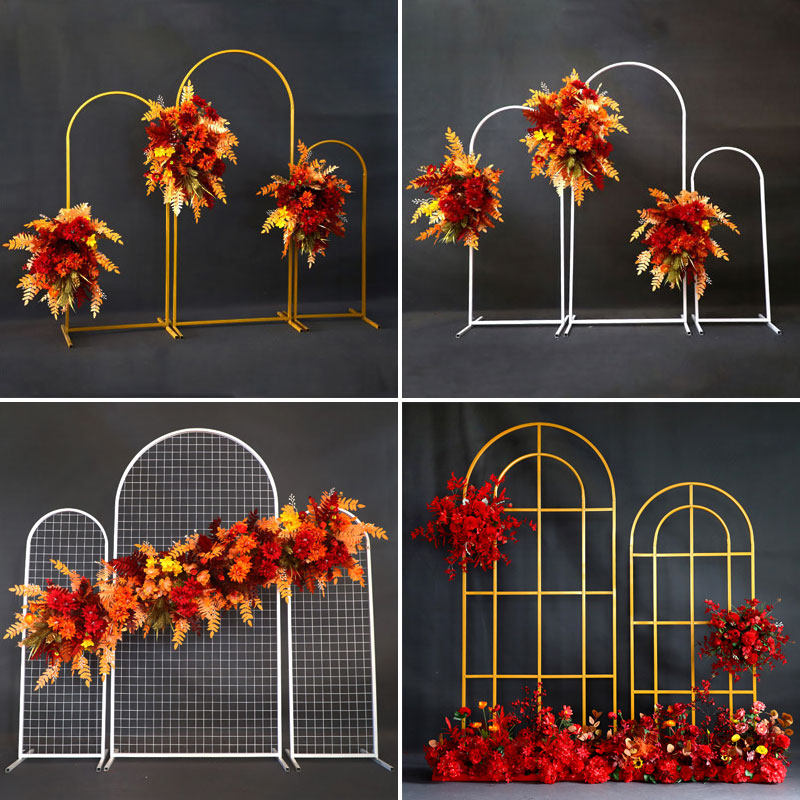 New Chinese-style wedding props wrought iron decoration arch Mori wedding scene layout stage background grid screen